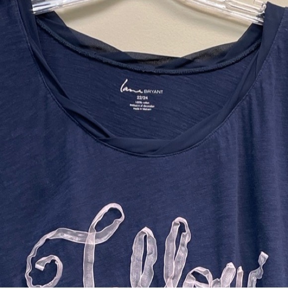 💗Lane Bryant | Follow Your Heart Embellished Blue Sleeveless Tee Womens Sz 22/24 - Picture 4 of 6